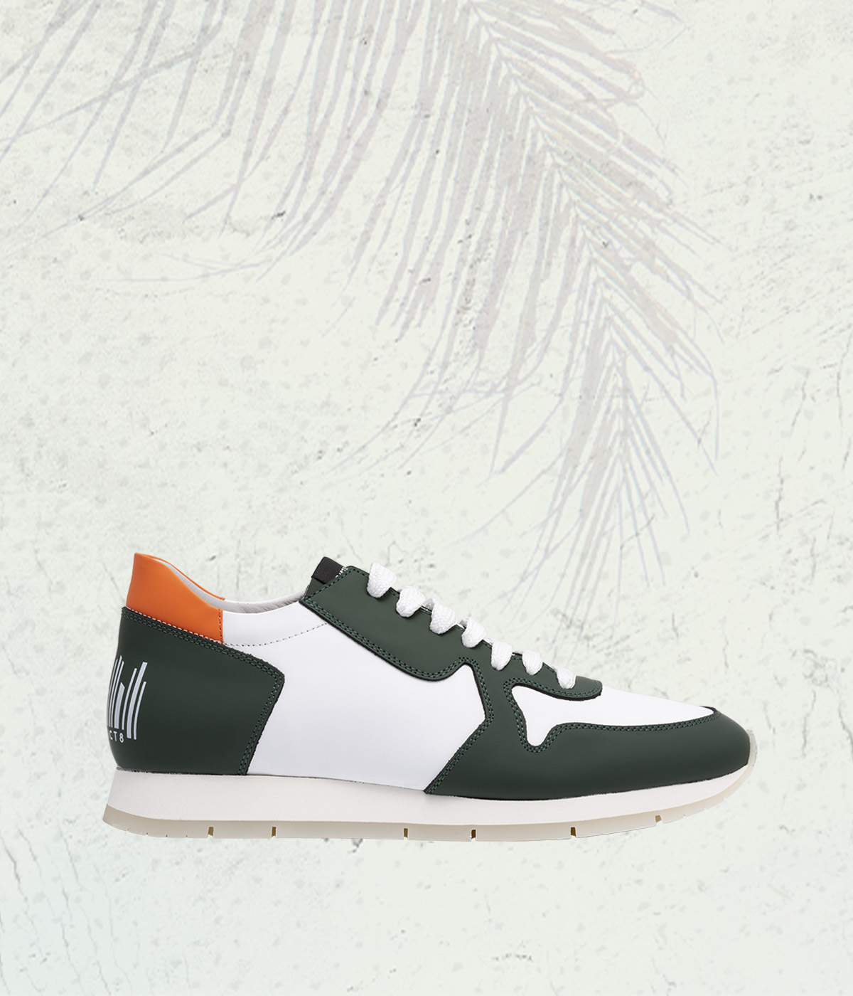 DISTRICT8 - Sneakers Traffic Light (821) in pelle gommata bianca/verde e spoiler arancio